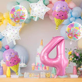 Pink Ice Cream Number 4 Balloon Ice Cream Theme Party Decor