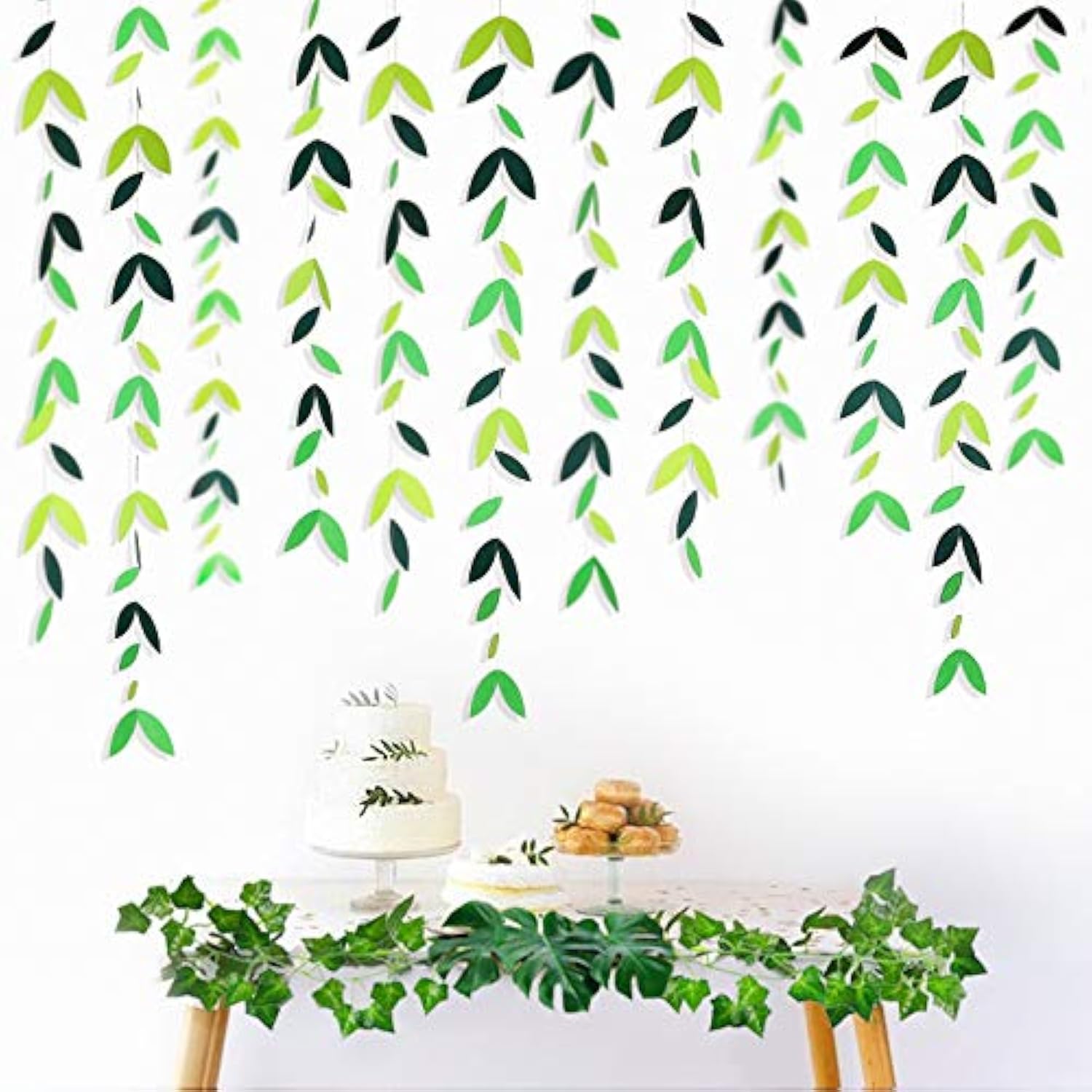 52 Feet Spring Summer Theme Green Leaf Garland Theme Party Decorations