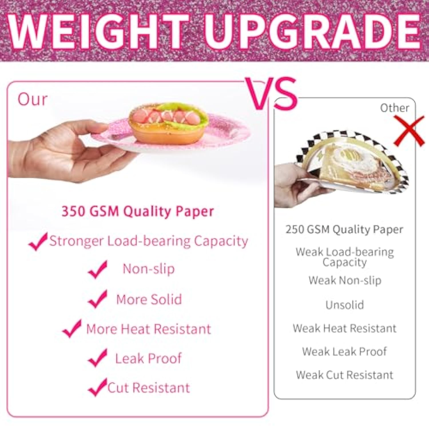 96PCS Hot Pink Party Supplies Set with Holographic Plates & Napkins for 24 Guests