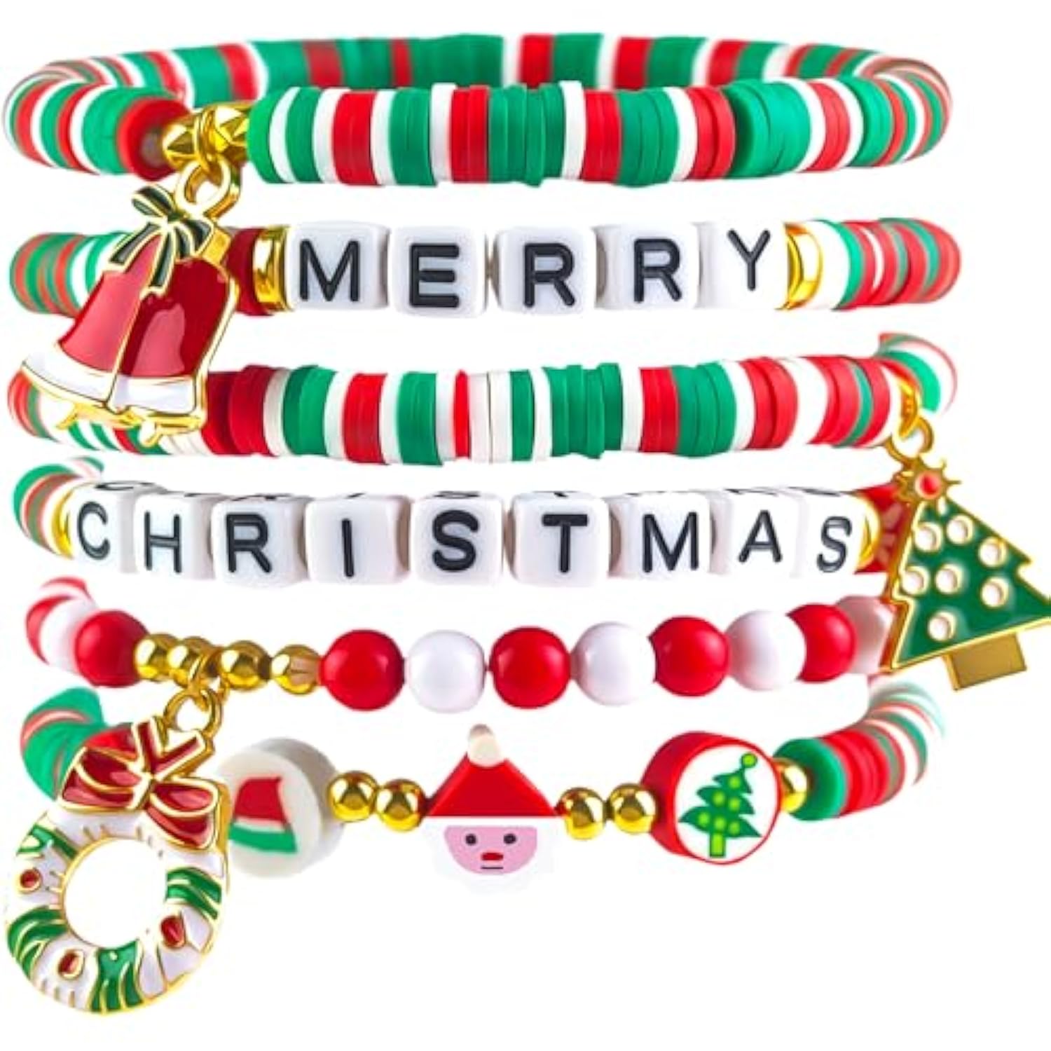 Stocking Stuffers - 6 Pack Bracelets For Teens Women| Christmas Gifts For Women Men Adults - Christmas Decorations Accessories Shirts Outfits | Xmas Sweater Dresses For Girls 2025