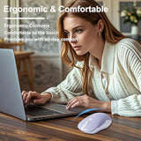 Wireless Mouse Bluetooth & 2.4G Dual Mode Rechargeable Optical Wireless Computer Mice With Usb Receiver, 3 Adjustable Dpi Portable Ergonomic Cordless Bluetooth Mouse For Laptop Pc Ipad Mac Os, Purple