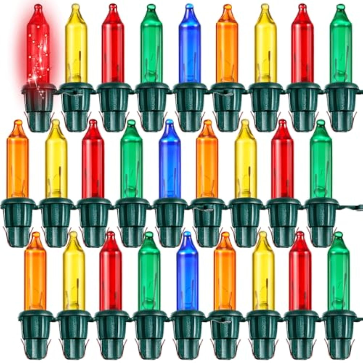 240 Pcs Christmas Replacement Mini Light Bulbs With Green Base Christmas Tree Incandescent Wire String Lights Replacemen
