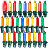 240 Pcs Christmas Replacement Mini Light Bulbs With Green Base Christmas Tree Incandescent Wire String Lights Replacemen