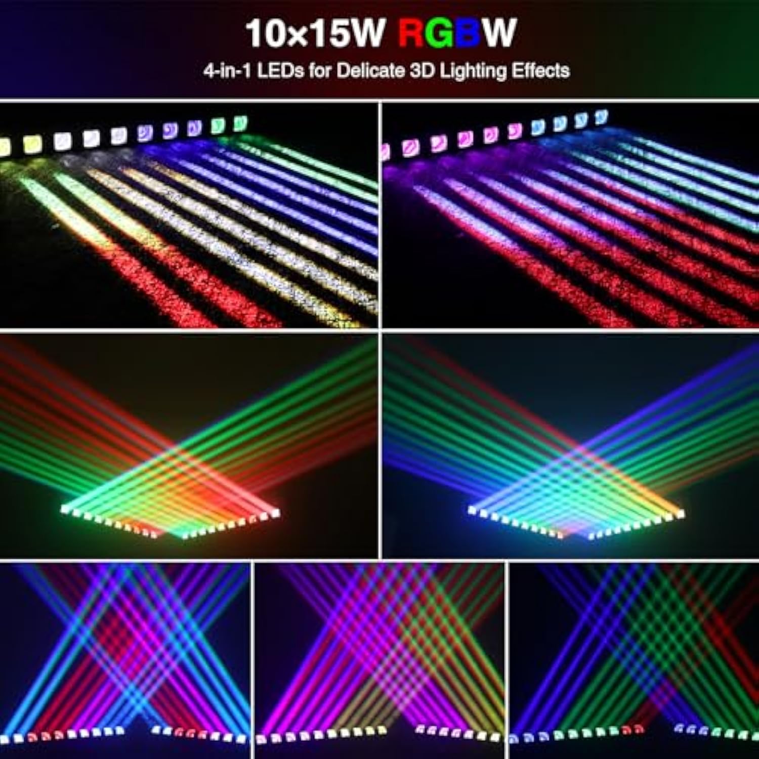 10X15W Rgbw Moving Beam Led Light Bar,10 Eye Stage Light Strobe Beam Like Spider Rgbw 4In1 Dmx 512 & Sound Activated Dj Lighting For Theater Ktv Club Ball Disco Event L1015(1)