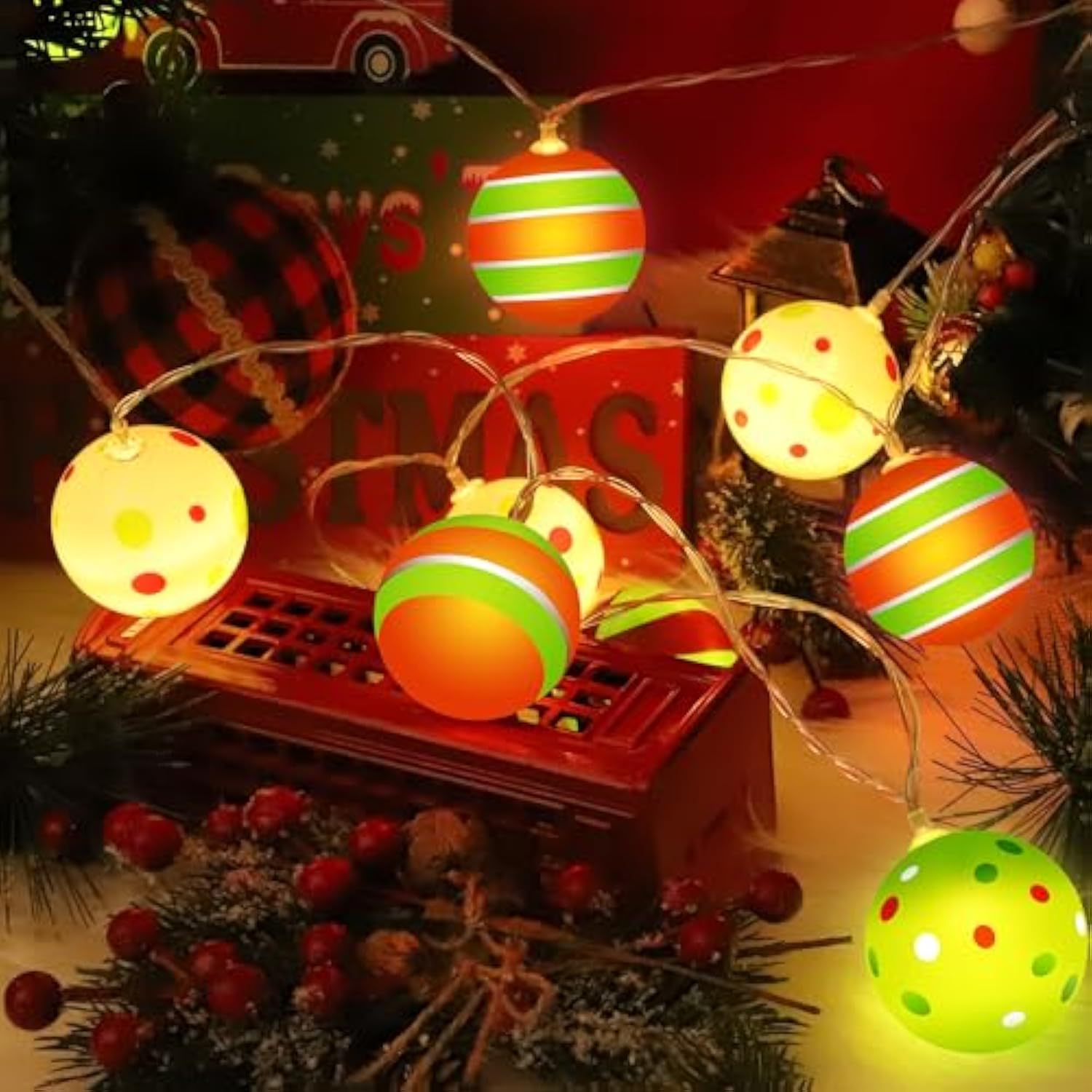 Christmas Light Decorations, 10Ft 20Led Christmas String Lights Battery Operated With Timer & 8 Lighting Modes Waterproo