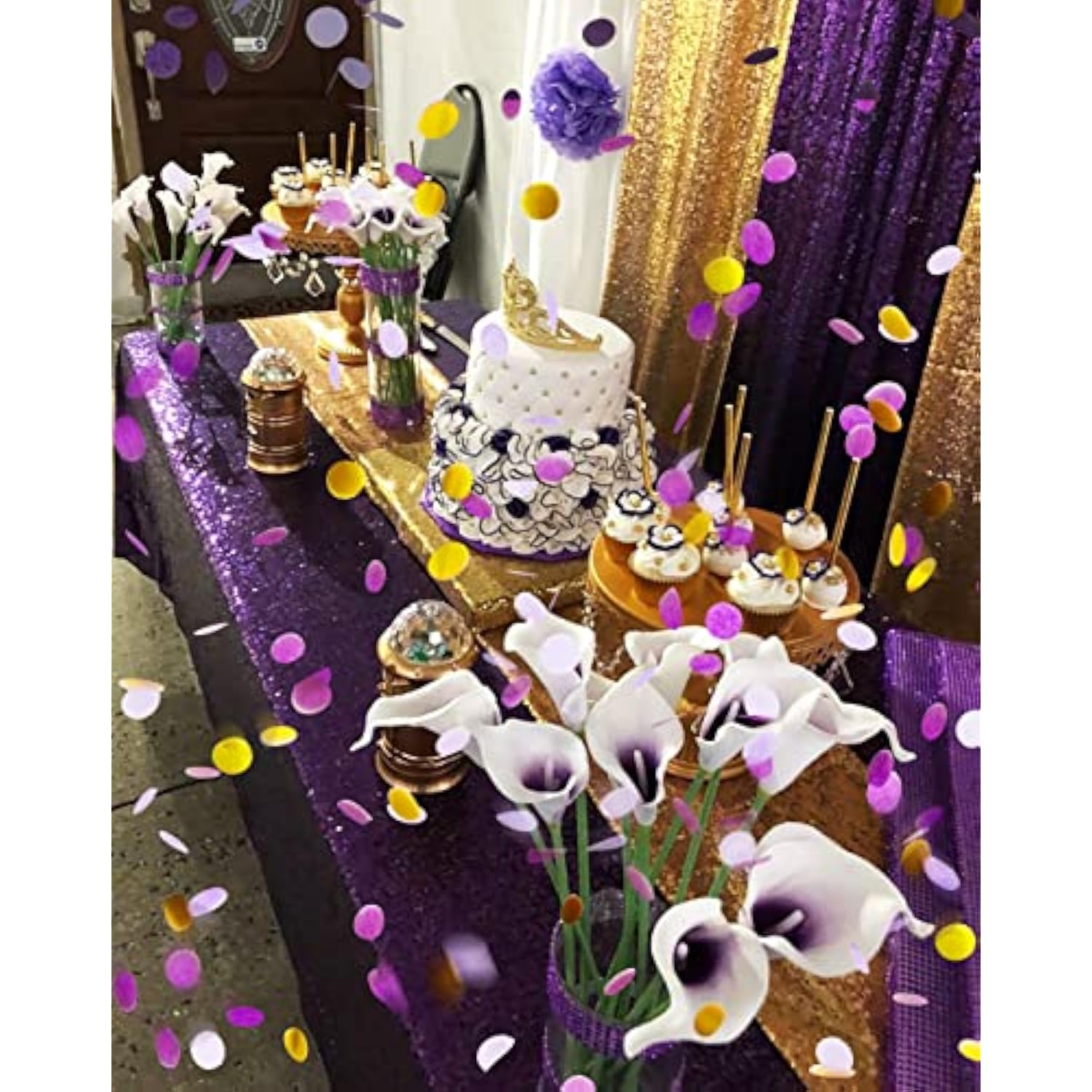 Purple Gold Confetti/Purple Gold Party Table Decorations/Eid Mubarak/Purple Birthday Decorations/Nyu Graduation Party Decorations 2025