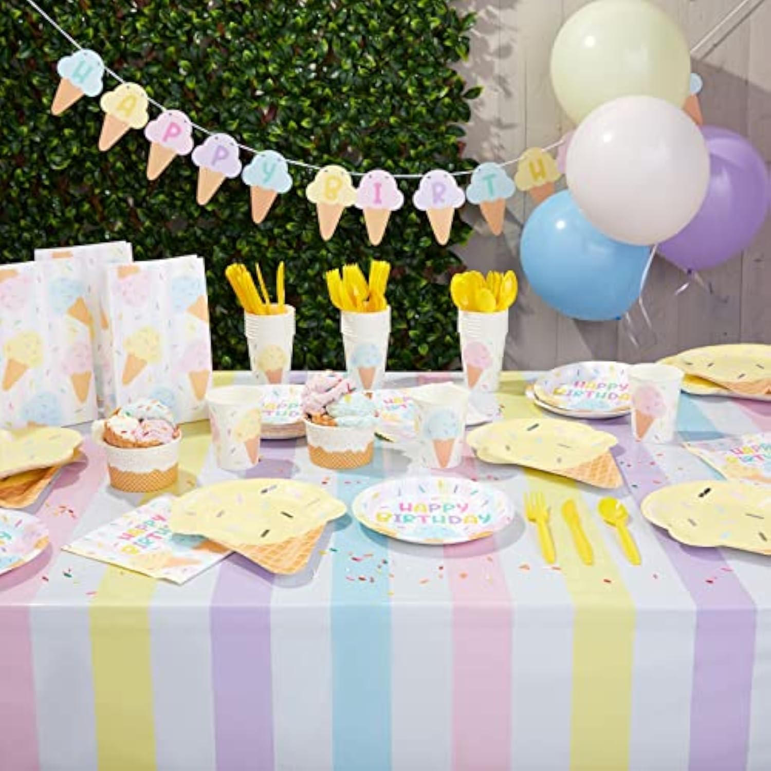 3-Pack Pastel Striped Party Tablecloths (54x108") Disposable Plastic Covers