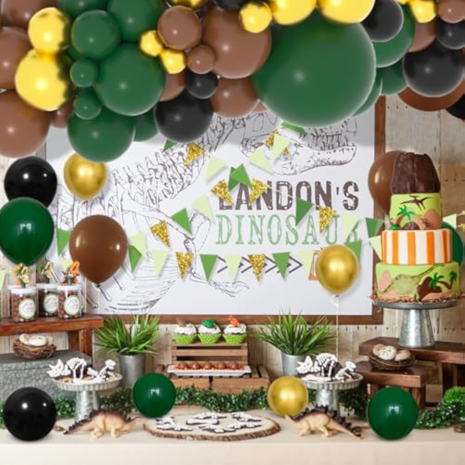 Dark Green Black Gold Brown Balloon Garland Arch Kit - 122Pcs Dark Gre