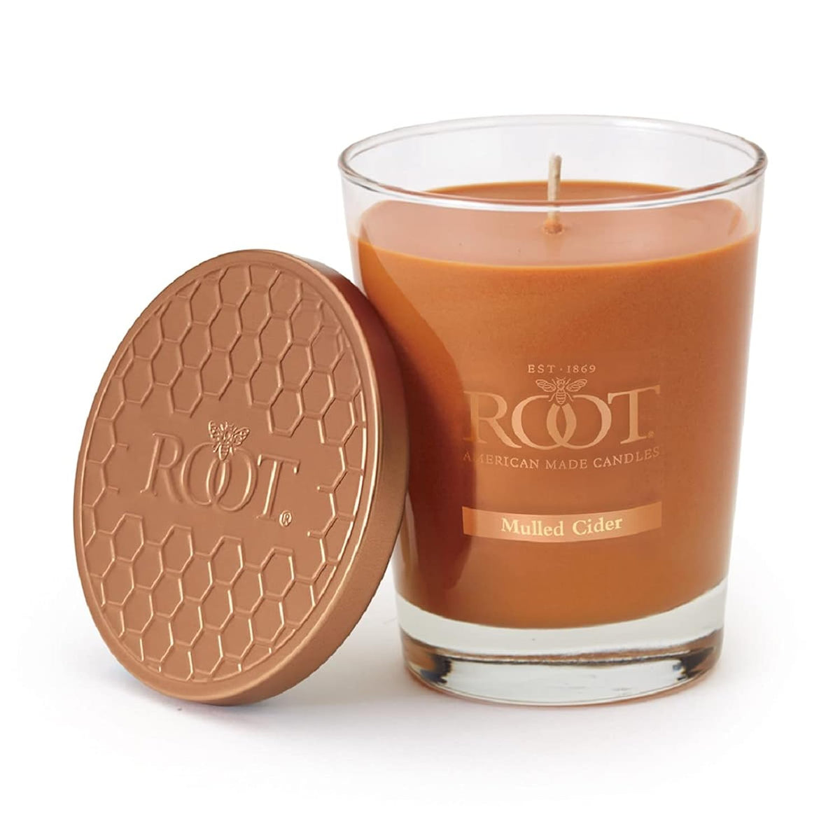 Root Candles Fall Scented Candles Honeycomb Premium Handcrafted Beeswax Blend Candle, Large Veriglass, Mulled Cider