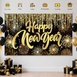 Happy New Year 2026 Banner 71x44in Firework Party Backdrop