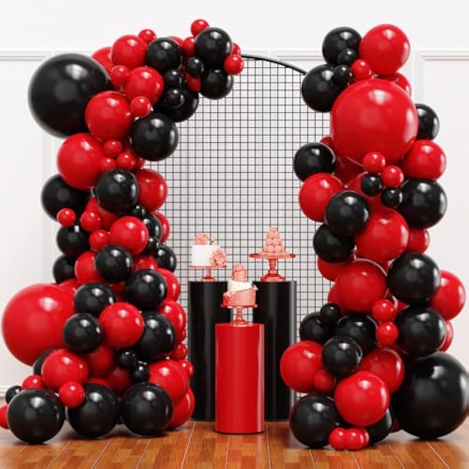 136pcs Red and Black Balloon Garland Arch Kit for Party and Event Decorations