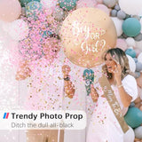 36 Inch Gender Reveal Balloon, Pink & Blue Confetti for Boy or Girl Reveal