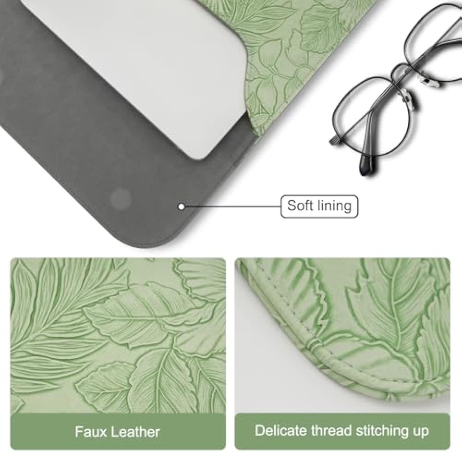 MOSISO Laptop Case 13 inch, 13 inch Laptop Sleeve Compatible with MacBook Air M4 M3 M2 M1 2025-2018 / Pro M2 M1 2025-2016, Embossed Retro Hibiscus PU Leather Case with Small Bag, Sage Green