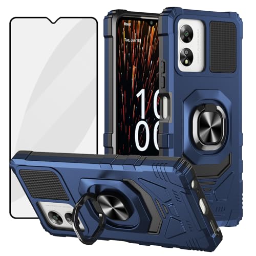 For Boost Celero 5G Sc Magnetic Case, Celero 5G Sc Phone Case, With Screen Protector, Ring Kickstand For Car Mount, Military Grade Shockproof Rugged Cell Phone Case-Blue