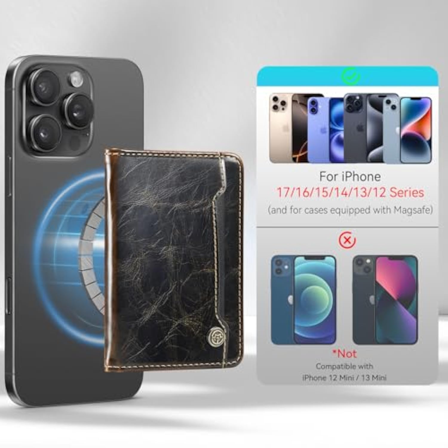 For Magsafe Wallet Magnetic Rfid Blocking Card Holder Compatible With Magsafe Phones And Cases, Strong Magnet Minimalist Phone Wallet For Iphone 17/16/15/14/13/12/Pro/Max/Plus, Luxury Coffee