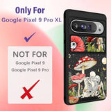For Pixel 9 Pro Xl Case - Women Girls Cute Phone Cover Girly Pretty Aesthetic Mushroom Skeleton Unique Design With Camera Cover And Ring Stand Funda For Pixel 9 Pro Xl