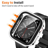 2 Pack Case Compatible with Apple Watch Series 9/8/7 41mm Case with Built-in Screen Protector, Ultra-Thin Hard PC Straight Edge Anti-Scratch Protective Cover for iWatch (Silver/Clear)
