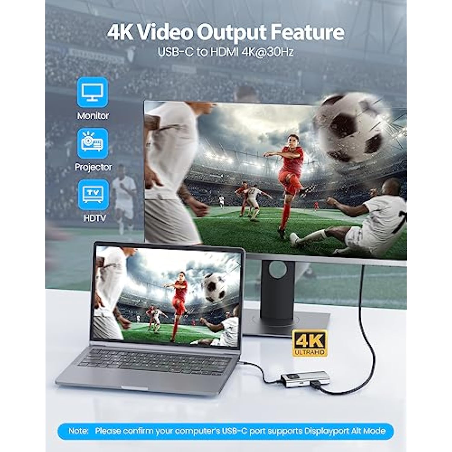 Usb C Hub With Hdmi, Pd60W Charging, 3Xusb-A Ipad Pro/Air Docking Station, Alu
