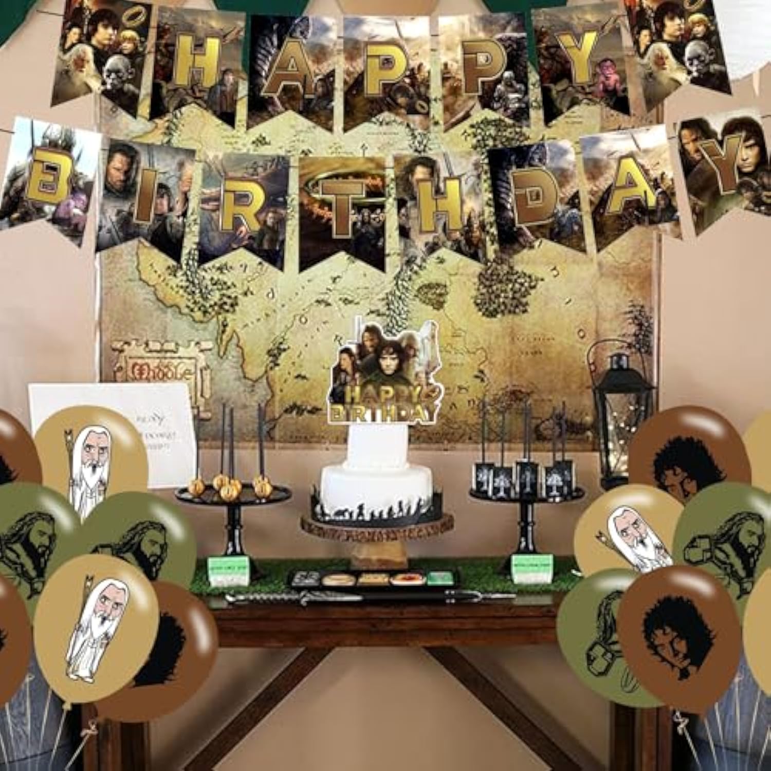 Rings Party Decor Set with Banner, Cake Topper, Cupcake Toppers & Balloons