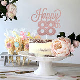 Happy 88Th Birthday Rose Gold & Glitter Cake Topper - Cheers To 88 Years Old Birthday Party Cake Centerpieces Decorations Sign.