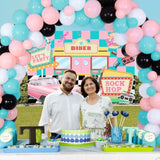 50'S Theme Party Decorations Sock Hop - 50S Party Decorations For Adults Music Themed Party With Music Note Balloons, Disco Ball Balloons Decorations, Unique Design 50S Backdrop For Birthday Decor