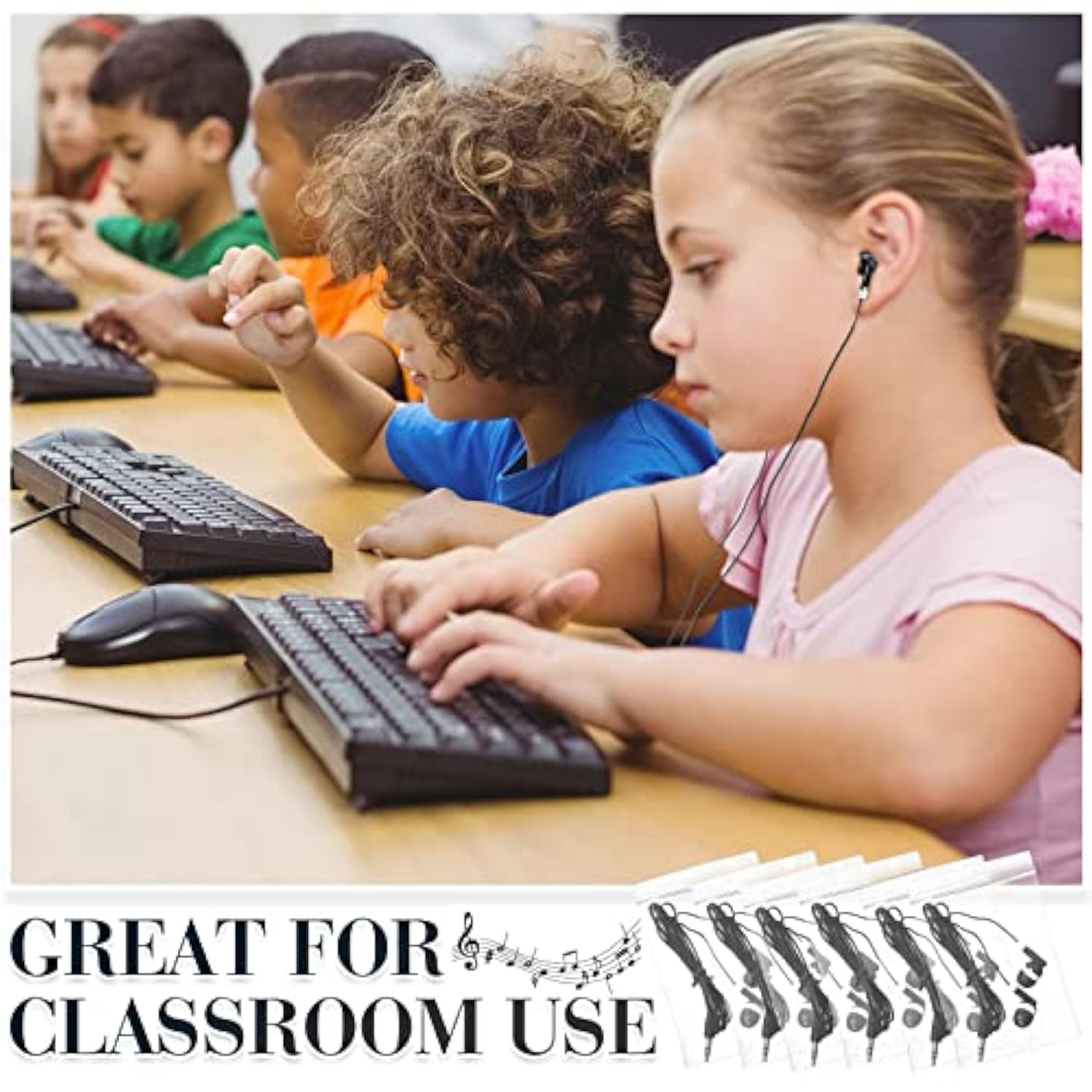 100 Pack Bulk Earbuds For Classroom, Student Basic Headphones In Ear For Kids