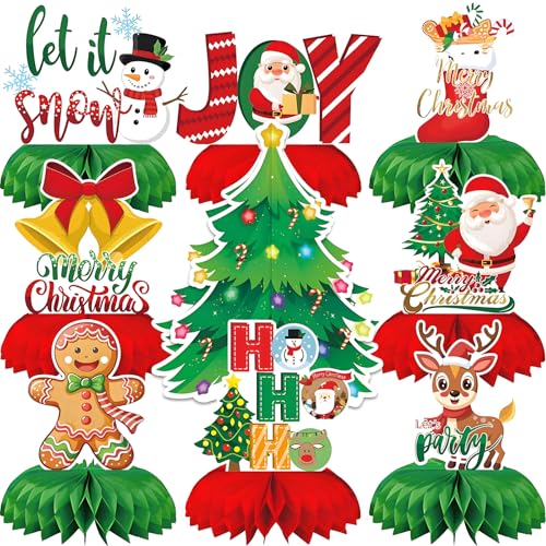 OIYUAMN 9 PCS Christmas Party Decorations Honeycomb Centerpieces