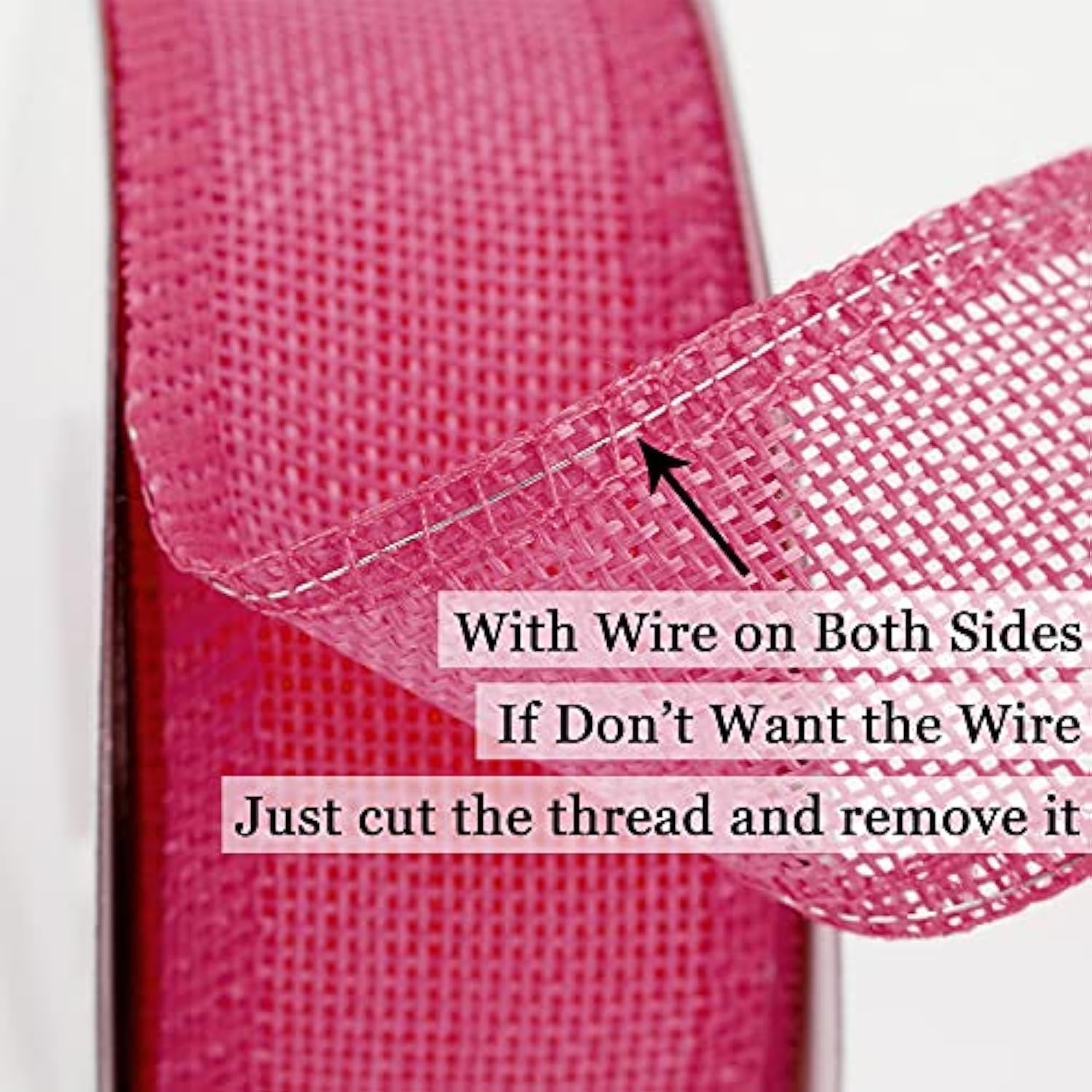 Hot Pink Ribbon Wired 1.5 Inch Pink Wired Ribbon Pink Burlap Ribbon Wi