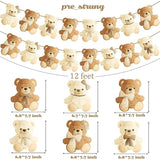 2Pcs We Can Bearly Wait Baby Shower Banner & Garland Decorations - Teddy Bear Theme For Gender Reveal Party