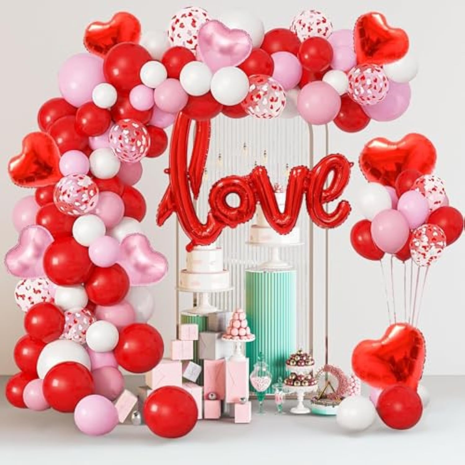 263Pcs Valentines Day Balloon Arch Kit, Galentines Love Balloon Garland Valentines Day Decorations For Party Wedding Birthday Proposal