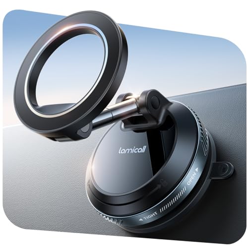 Car Phone Holder Mount - [Ultra Vacuum Suction] Phone Holders for Your Car, 360° Adjustable Suction Cup Magnetic Phone Holder for Car Dashboard