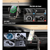Dual Coil 15W Cup Phone Holder Mount,Wireless Car Charger Auto-Clamping Fast Charging Vent Phone Holders For Your Car For Iphone Series,Samsung Flip S24 S23 S22 Ultra