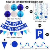 23PCS Navy Blue Birthday Decor Set – Banner, Swirls, Garland & Honeycombs