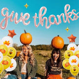 Thanksgiving Balloon Set: Rose Gold Script, Pumpkin & Turkey Decor (45 Pcs)