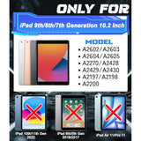 9Th Generation Case, 8Th/7Th Generation Case, 10.2 2021/2020/2019 Case With Kickstand, Heavy Duty Shockproof Hybrid Three Layer Protective Cover For Kids Boy Girl, Black+Sky Blue