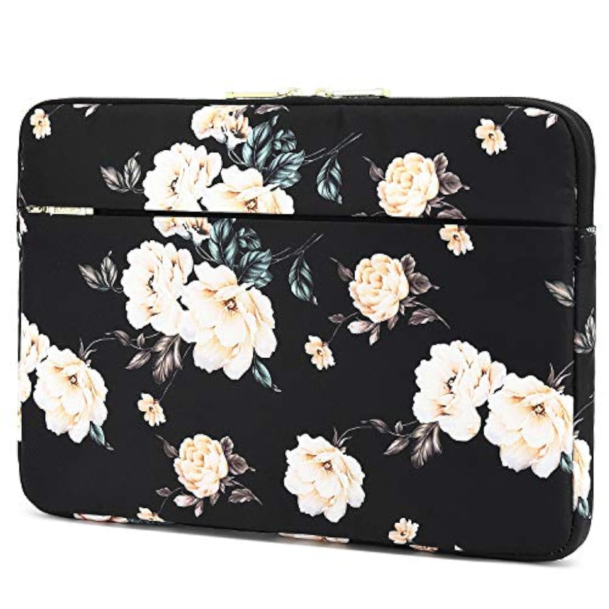 KAYOND 13 inch Laptop Sleeve, Compatible MacBook pro 14 and 12.5-13.3 inch, Water Repellent Bag,Shockproof case (13-13.3 inch, Black Peony)