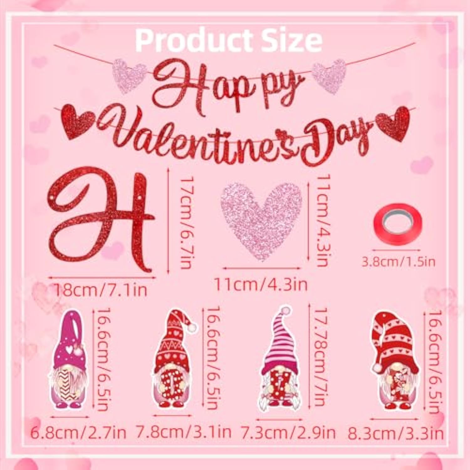 Happy Valentine'S Day Party Decorations, Red Glittery Happy Valentines Day Banner And Valentines Hanging Heart Swirls Decorations For Valentine'S Wedding Anniversary Party Supplies