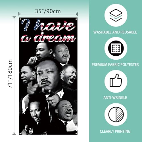 Martin Luther King Jr. Day Door Cover I Have A Dream Photo Backdrop MLK Day Decor African American Peace Love Black History Month Decorations and Supplies for Home-71×35''