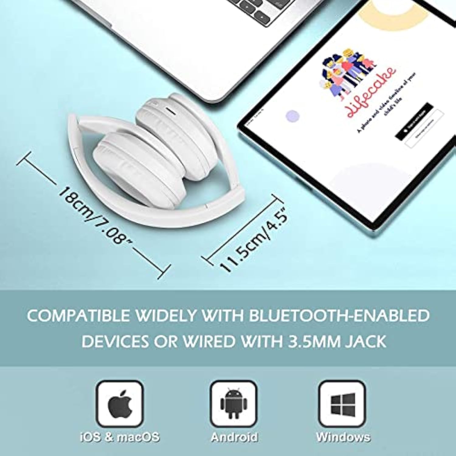 Wireless Bluetooth Headphones With Colorful Led Lights, Built-In Mic, Lightwei