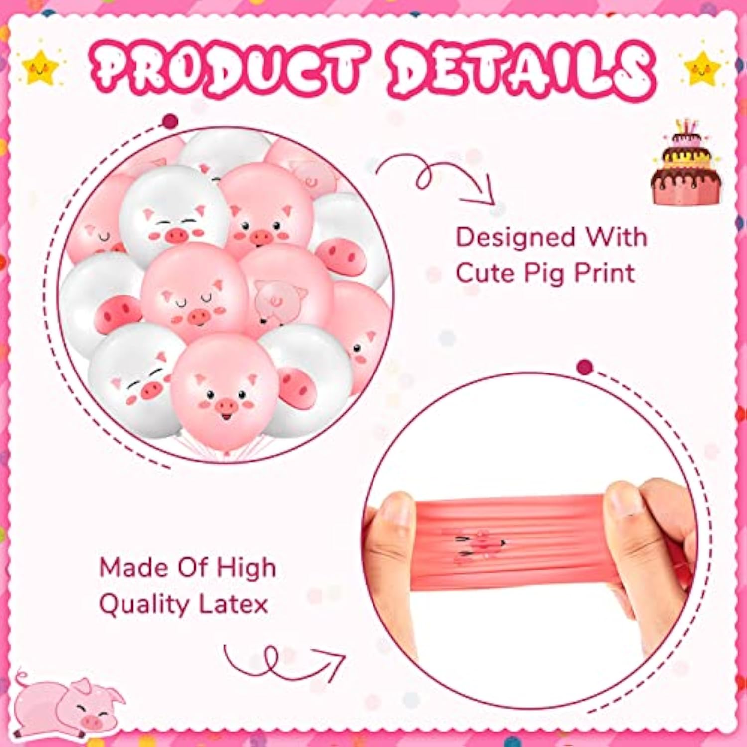 Pig Balloons 50pcs: Pink Farm Birthday Party Decorations
