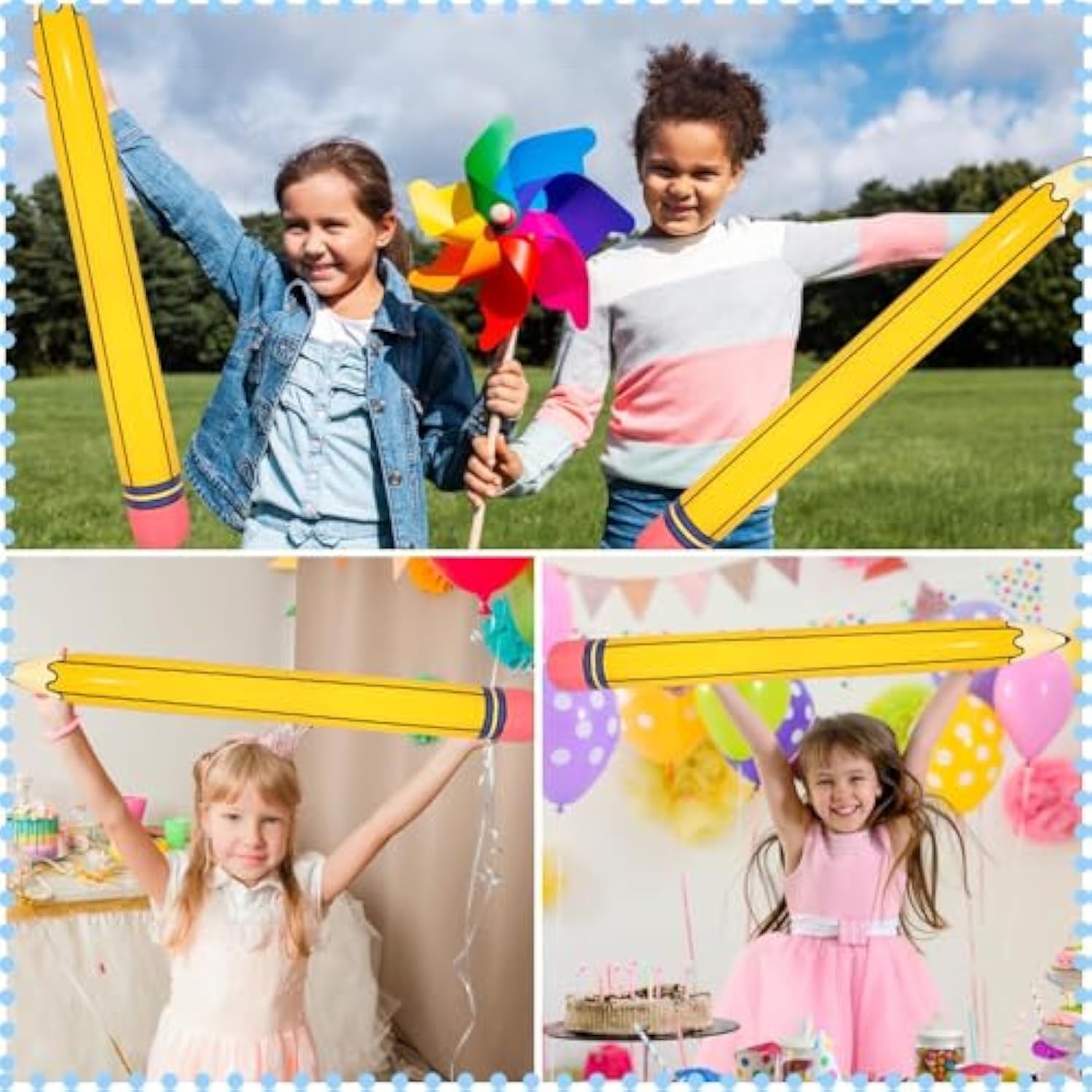 4 Pieces 44 Inch Giant Inflatable Pencils Balloon Back To School Dimensional Pencils Balloon Graduation Party Decoration For Back To School Classroom Garden Room Birthday Party Decorations