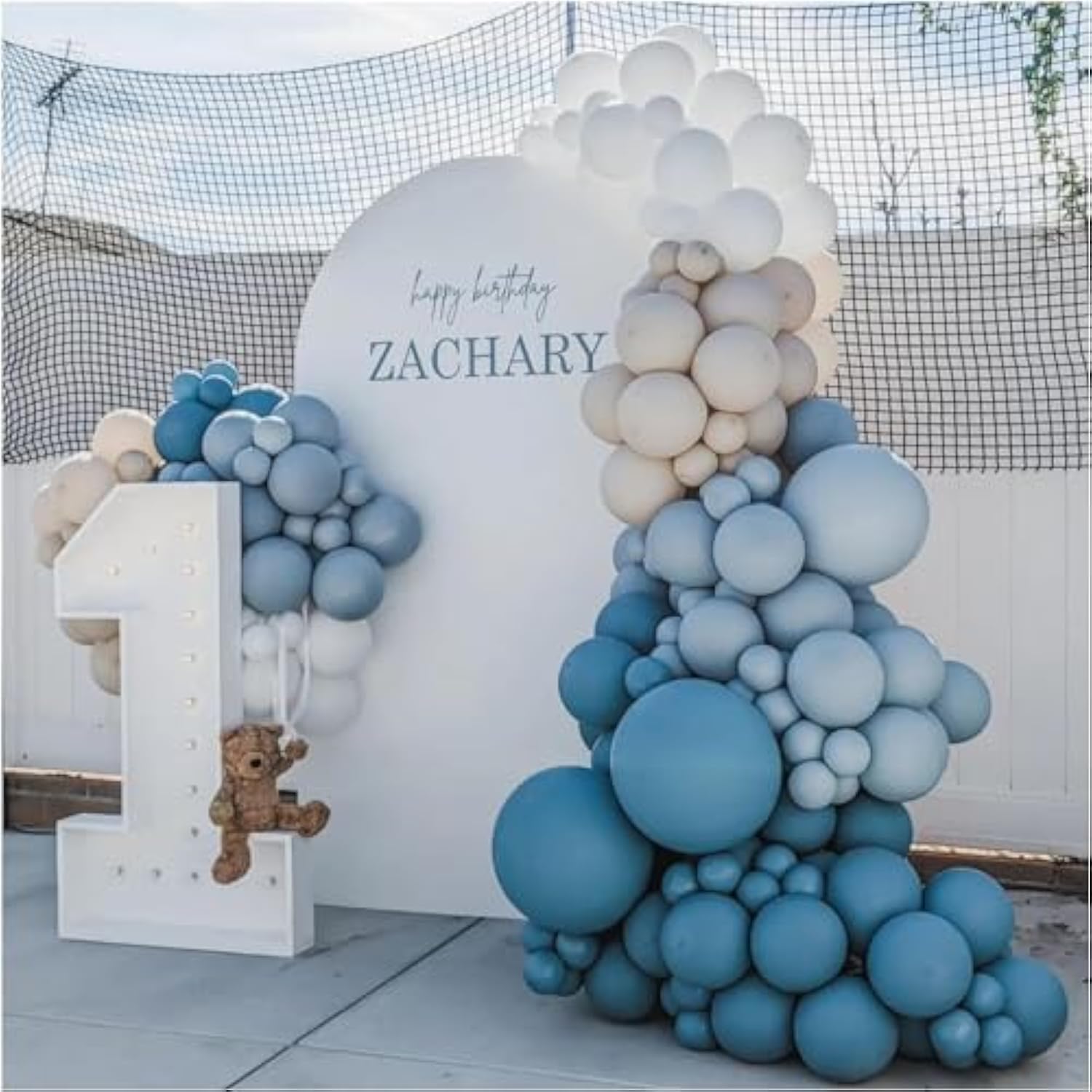 Dusty Blue Balloon Garland Kit - 167Pcs Blue Balloon Arch Kit With Dusty Blue, Baby Blue, Sand White, White Balloons - Perfect For Baby Shower Wedding Boy Birthday Decoration