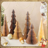 6 Pcs Brown Honeycomb Paper Christmas Trees Centerpiece