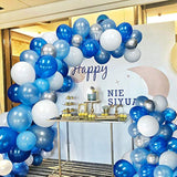 16Ft Blue White And Silver Balloon Garland Arch Kit With 117 Balloons - Easy Assembly Party Decor For Birthdays, Weddings, Baby Showers- Includes Arch Strip & Dot Glue