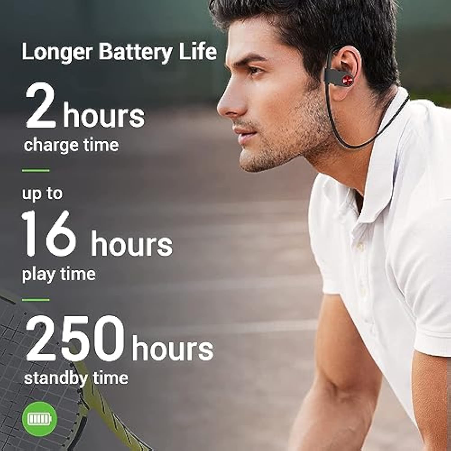 Bluetooth Headphones, Bluetooth 5.3 Ipx7 Waterproof Wireless Sports Earbuds For Workout Gym, 16 Hrs Playtime Running Headphones With Noise Cancelling Mic, Hifi Bass Stereo Inear Earphones