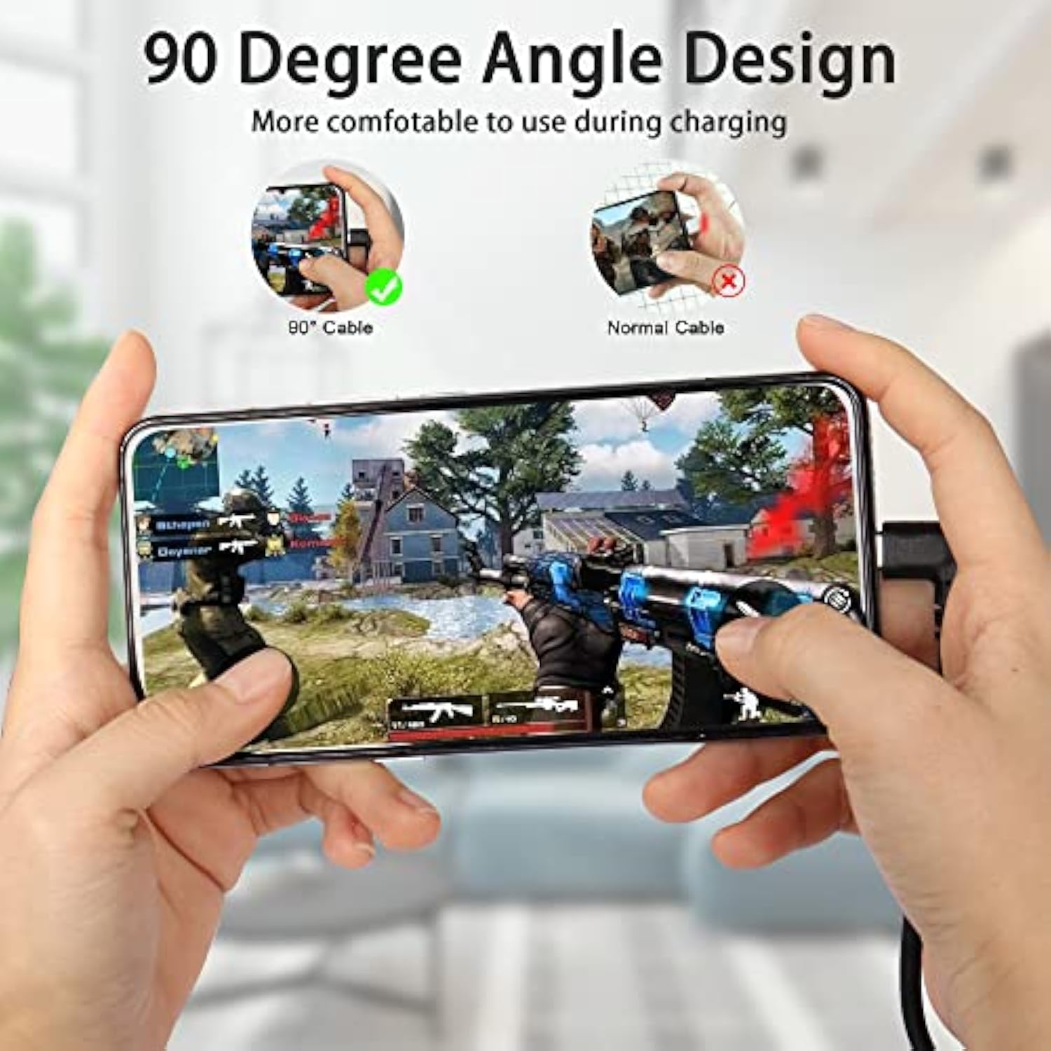 90 Degree Usb Type C Cable, Up Down Angle 18W Fast Charging Usb A To Usb C Cab