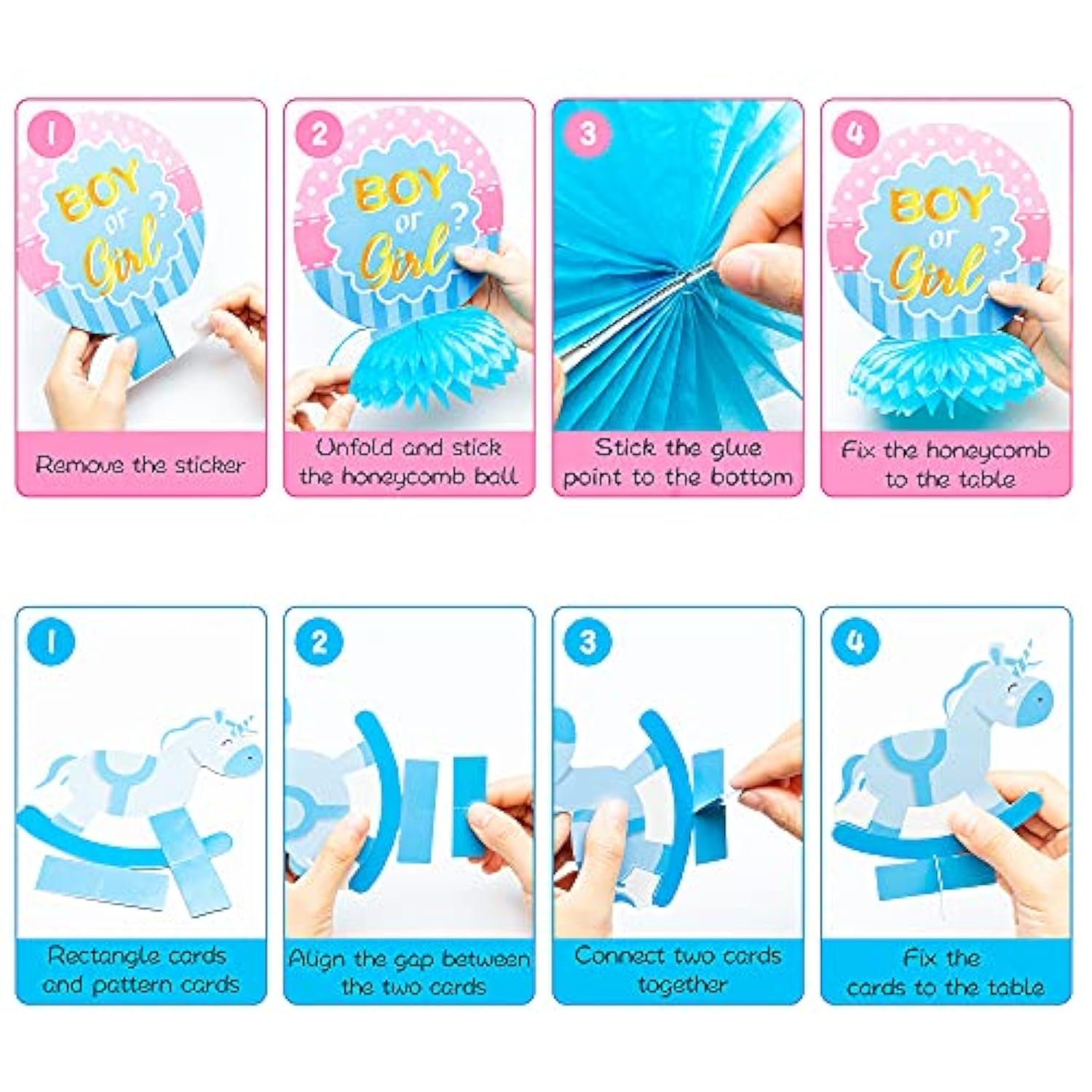 12 Pcs Baby Gender Reveal Honeycomb Centerpieces Table Toppers Blue An