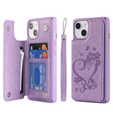 For Iphone 14 Case With Card Holder,For Iphone 14 Wallet Case For Women,Phone Cases For Iphone 14 With Stand,For Iphone 14 Leather Case Strap Shockproof Cover For Men-Purple