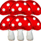 6 Pcs Mushroom Balloons With Red & White Polka Dots, Forest/Garden Party Theme Party Decor, Cute Mushroom Birthday Decor, 31 X 21 In Large Mushroom Foil Balloons For Party Decorations