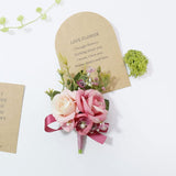 Artificial Corsage Boutonniere Set For Groom Bride Groomsmen Bridesmaids, Simulated Flowers Accessories Wedding Party Prom Suit Decorations-2 Pieces Of Dark Pink+Light Pink